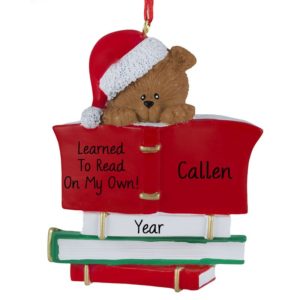 Image of Learned To Read Bear With Book Christmas Ornament