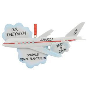 Image of Personalized Honeymoon Airplane Christmas Ornament