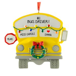 Image of #1 School Bus Driver Personalized Christmas Ornament