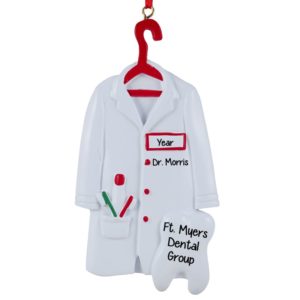 Image of Dentist Lab Coat & Tooth Christmas Ornament
