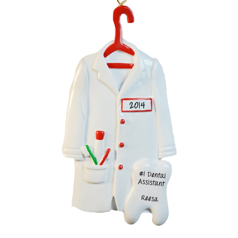 Personalized Dental Assistant Lab Coat & Tooth Ornament Personalized