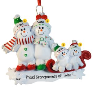 Image of Personalized Grandparents Of Twins Sledding Ornament