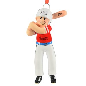 Baseball Player Wearing White Helmet Personalized Ornament