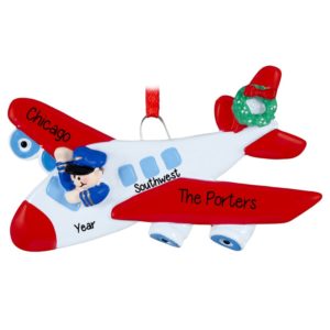 Image of Airplane With Pilot Personalized Christmas Ornament