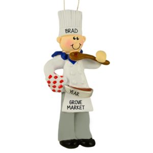 Image of MALE Chef Holding Spoon Personalized Ornament