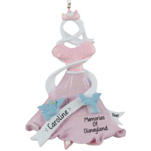 Image of PINK Glittered Gown Disney Memories Personalized Ornament