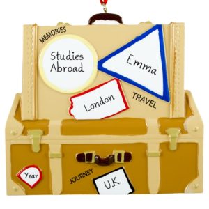 Image of Personalized Studying Abroad Travel Suitcase Souvenir Ornament