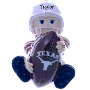 Image of Personalized Texas Longhorns Lil' Football Player Ornament