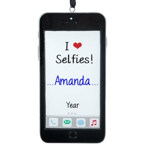 Image of I Love Selfies iPhone Christmas Ornament
