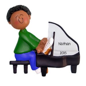Image of Male Playing The Piano Personalized Ornament AFRICAN AMERICAN