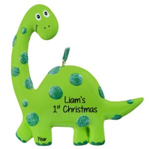 Image of Personalized Baby's 1st Christmas GREEN Dinosaur Ornament