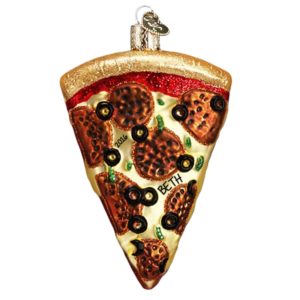 Image of GLASS Pizza Slice Personalized 3-Dimensional Ornament