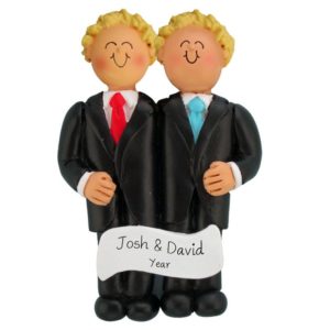 Image of Personalized Two Guys Getting Married Ornament BLONDES