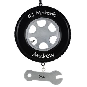 Image of Personalized #1 Mechanic 2 Piece Dangling Wrench Ornament