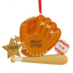 Image of Baseball Glove GOLD Star Great Catch Ornament