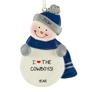 Image of Dallas Cowboys BLUE And SILVER Snowman Ornament
