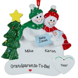 Image of Soon To Be Grandparents Holding Baby Boy Personalized Ornament