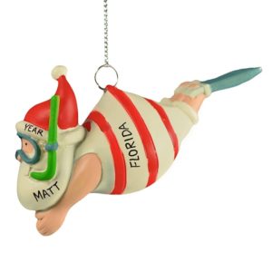 Image of Snorkeling Santa Personalized Christmas Ornament
