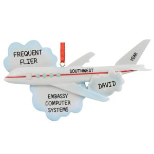 Image of Frequent Flier Airplane Personalized Christmas Ornament