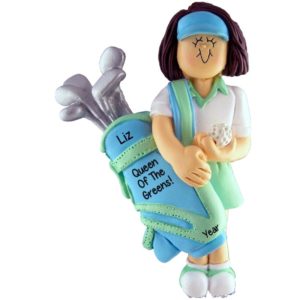 Image of Female Golfer Queen Of The Greens Ornament BRUNETTE