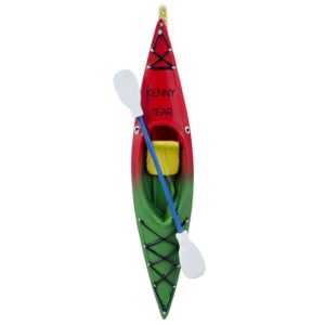 Image of Personalized Kayak And Oar Ornament RED And GREEN