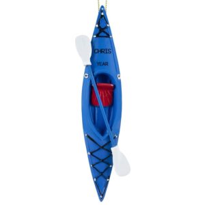 Image of Personalized Kayak And Oar Ornament BLUE