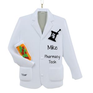 Image of Personalized Pharmacy Tech White Coat Ornament