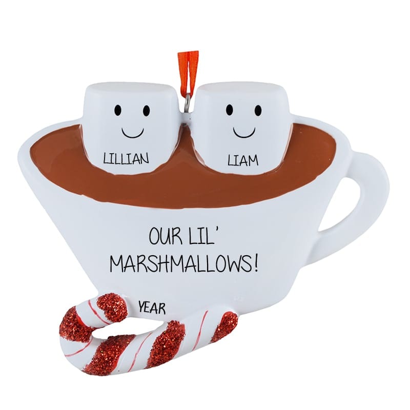 Personalized marshmallow ornaments in hot cocoa Marshmallow friends kids or couples/ Hot chocolate