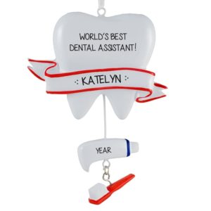 Image of World's Best Dental Assistant Tooth Dangling Brush Ornament
