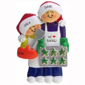 Image of Personalized Couple Baking Christmas Cookies Ornament