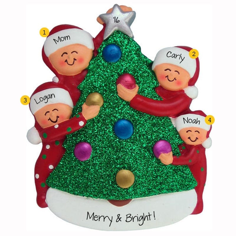 Personalized Single Parent Kids Decorating Christmas Tree