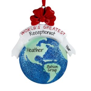 Image of Personalized World's Greatest Receptionist Christmas Ornament
