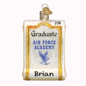 Image of Personalized Air Force Academy Glass Diploma Ornament