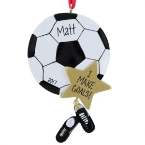 Image of Soccer Ball Dangling Cleats I Make Goals Ornament