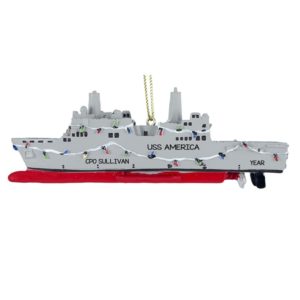 Image of Navy Ship Fully Dimensional Personalized Ornament