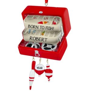Image of Personalized Tackle Box With Dangling Bobbers Ornament