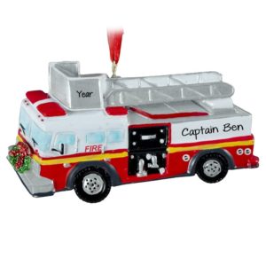 Image of Personalized Fire Truck Hook & Ladder Ornament