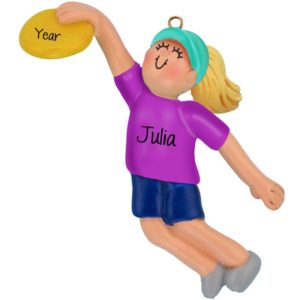 Image of Frisbee Player Female Personalized Ornament BLONDE