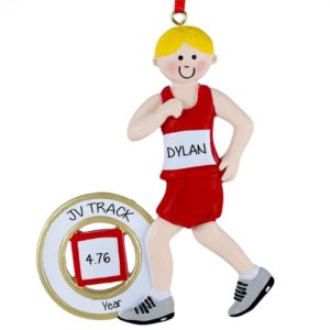 Image of Male Runner Red Shorts Personalized Ornament BLONDE Hair
