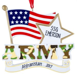 Image of ARMY With United States Flag Personalized Ornament