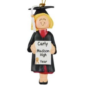 Image of Girl Graduate High School Personalized Ornament BLONDE