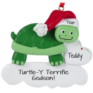 Image of Turtle-Y Terrific Godson Personalized Christmas Ornament