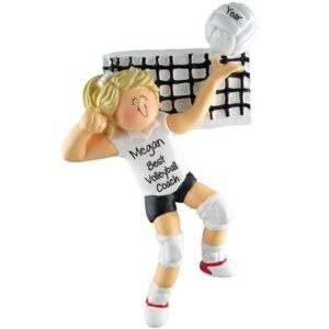 Image of Personalized Volleyball Coach Ornament Female BLONDE