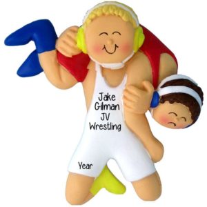 Image of Personalized School Wrestler Ornament BLONDE Hair