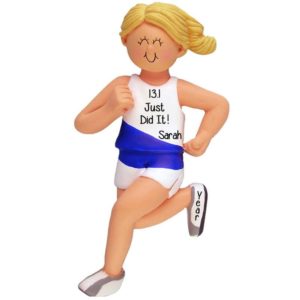 Image of Personalized Half Marathon 13.1 Runner Ornament Female BLONDE