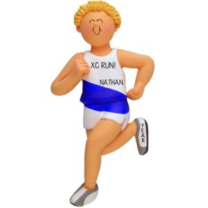 Image of Personalized Male Cross Country Runner Ornament BLONDE