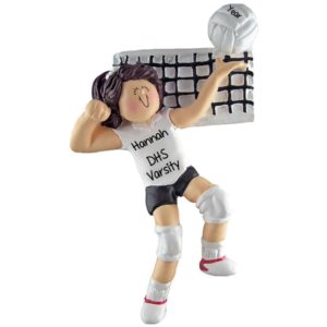 Image of Personalized Female Volleyball Player School Team Ornament BRUNETTE