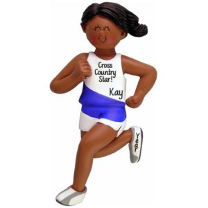 Image of Female Cross Country Runner AFRICAN AMERICAN Ornament