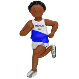 Image of Personalized Cross Country Male Runner Ornament AFRICAN AMERICAN