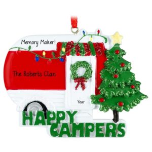 Image of Personalized HAPPY CAMPERS Glittered Letters Christmas Ornament